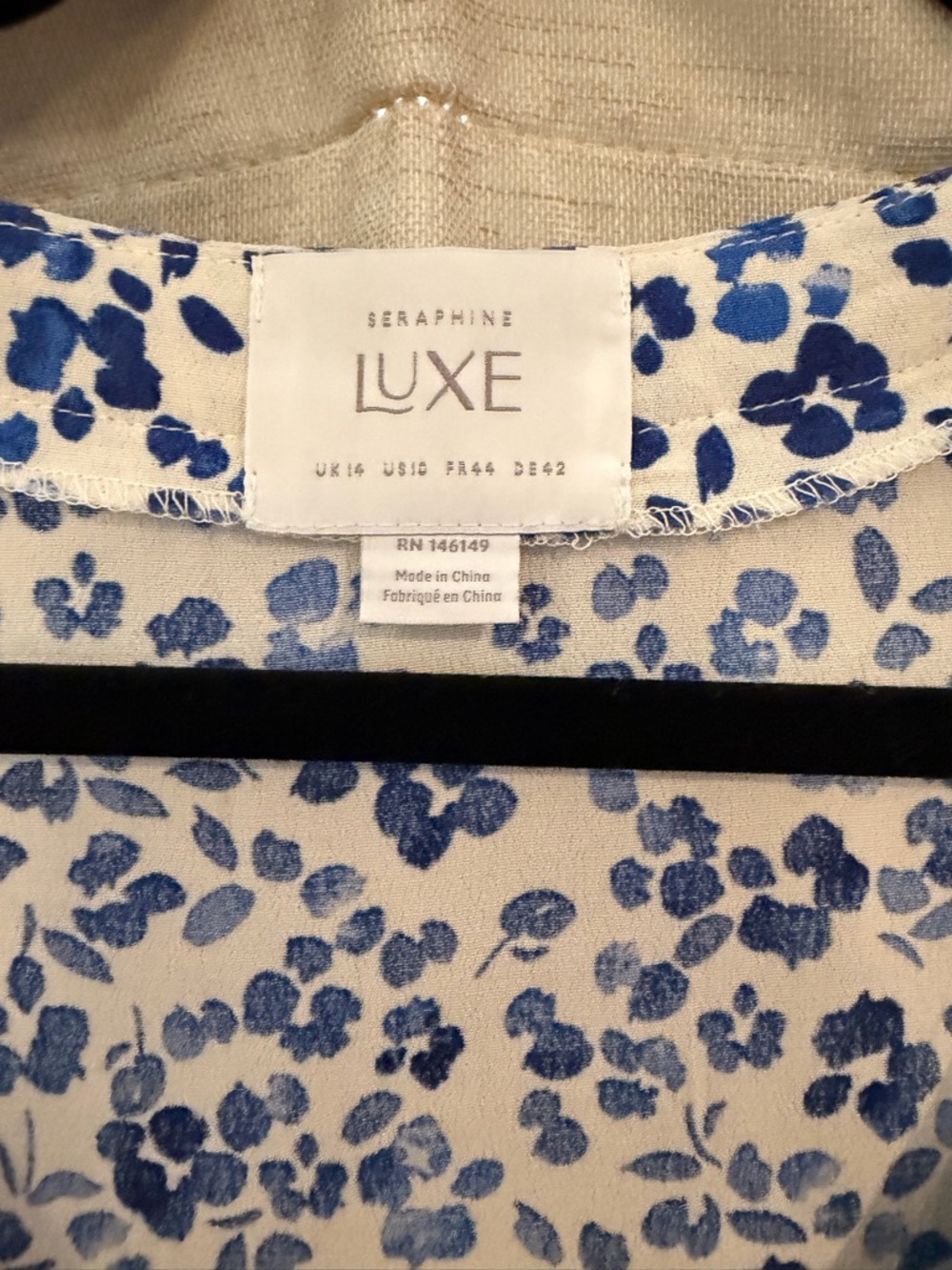 Seraphine Luxe Maternity - White and Blue Floral Wrap Midi Dress - Picture 3 of 4